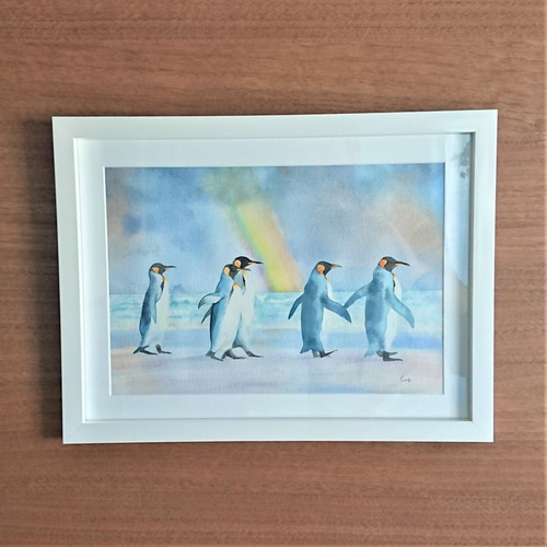 絵画：ANNA．Ｋ　ペンギンと海 送料無料】絵画「海岸沿いの散歩」 絵画 sae. suisai 通販