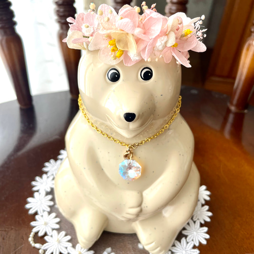 さくら色の花かんむり しろくま貯金箱用 その他置物 アリア&スペンサー