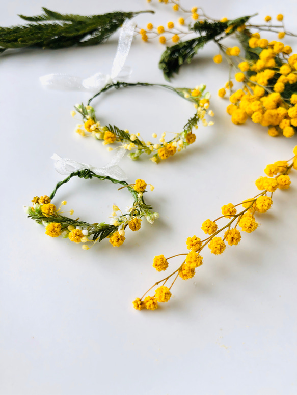 リカちゃん　ミモザの花かんむり　小さめサイズ 6枚目の画像