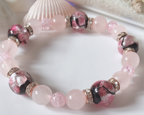 ♡沖縄ホタルガラス/恋愛運アップのローズクォーツ/かわいくて