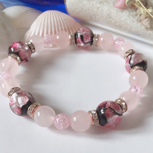 ♡沖縄ホタルガラス/恋愛運アップのローズクォーツ/かわいくて