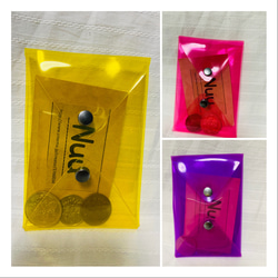 PVCケース：3色:イエロー/ピンク/パープル:どこからでもOPEN:便利なお財布＆カードケース:お子様にも:: 4枚目の画像
