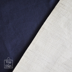 ちょっとそこまで、のお出かけに。シンプルで軽い！手織り麻のワンマイルバッグ size L「白×紺(L1)」 6枚目の画像