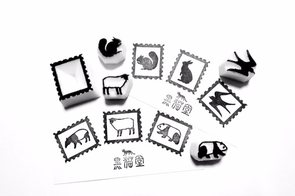 切手フレーム＋動物シルエット2種類セット 1枚目の画像