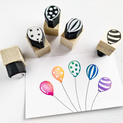 ミニ風船5点セット はんこ・スタンプ 消しゴムはんこの黒猫堂