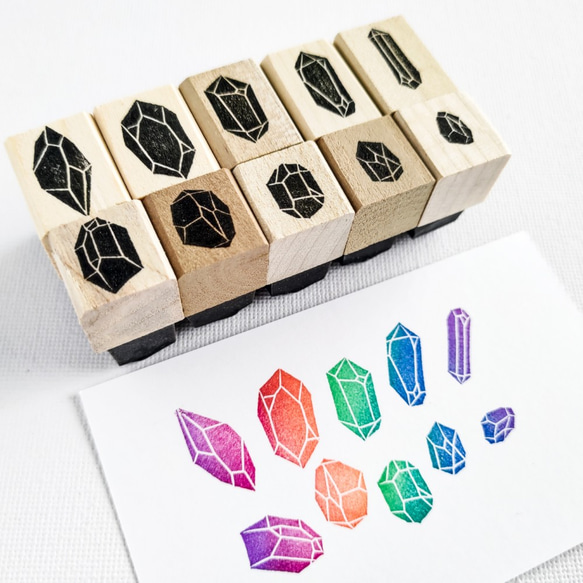 不定形カットな鉱石10点セット はんこ・スタンプ 消しゴムはんこの黒猫