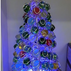 ビー玉のクリスマスツリー（LEDコースター付）【マーブルアート】 2枚目の画像