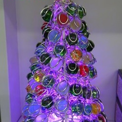 ビー玉のクリスマスツリー（LEDコースター付）【マーブルアート】 3枚目の画像