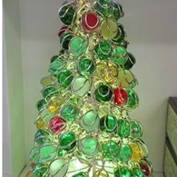 ビー玉のクリスマスツリー（LEDコースター付）【マーブルアート】 4枚目の画像