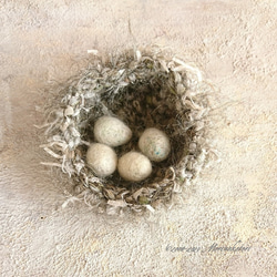 羊毛フェルトのツバメと巣・卵のセット 3枚目の画像