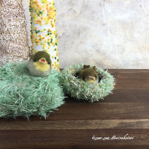 かぎ針編みの鳥の巣・2羽用-nest4 その他インテリア雑貨 森のことり