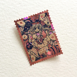 切手型箔押しシール5枚セット【不思議の国のアリス】 1枚目の画像