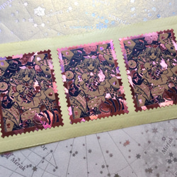 切手型箔押しシール5枚セット【不思議の国のアリス】 2枚目の画像
