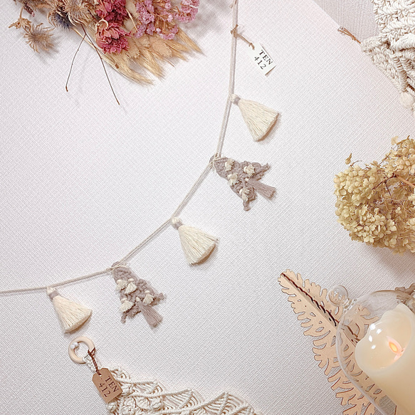 マクラメ☆Christmas☆ガーランド☆グレー マクラメ☆Christmas☆ガーランド☆グレー