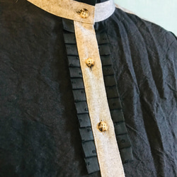 バンブーコットンリネン  フリルシャツ  遠州織物 1枚目の画像
