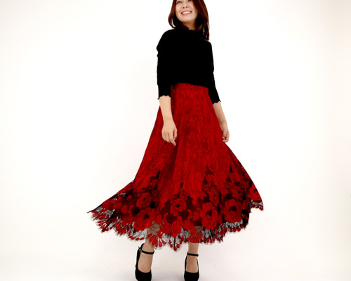 新品⭐️ CANESSA ワインレッド ロングスカート カシミヤ100