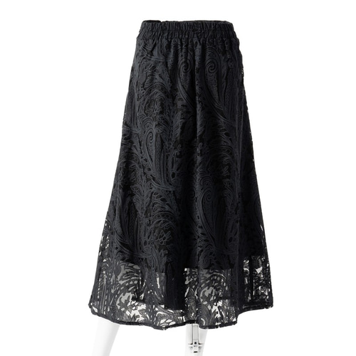 【23区/アンタイトル 】ペイズリー　レーススカート フレアプルオーバー　3L トレンド／後ろゴム】ローンフレアスカート（2002436676