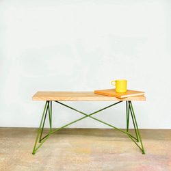 cafe bench olive green 1枚目の画像