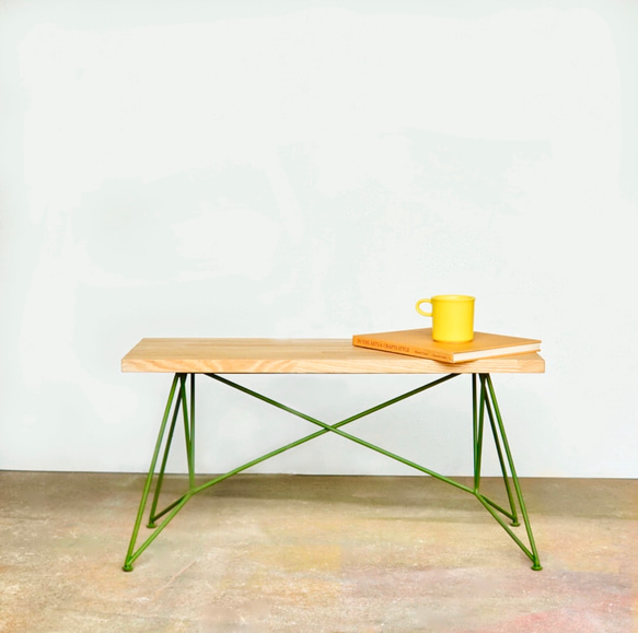 cafe bench olive green 1枚目の画像