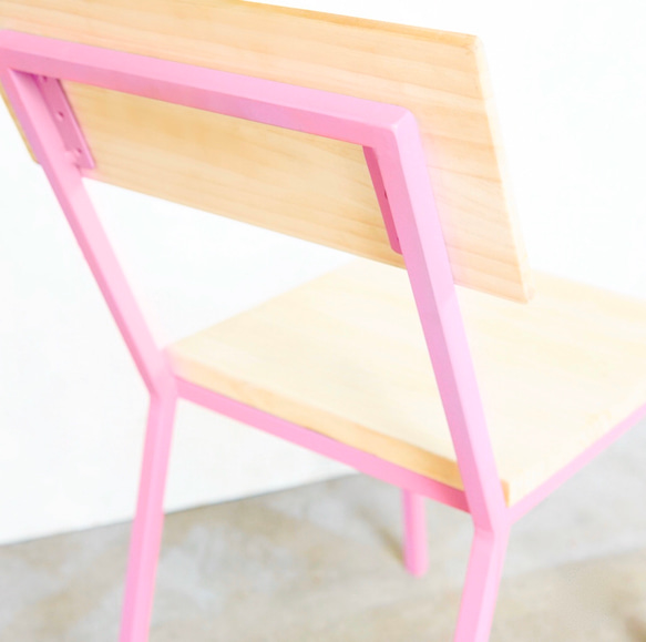color steel chair pink 5枚目の画像