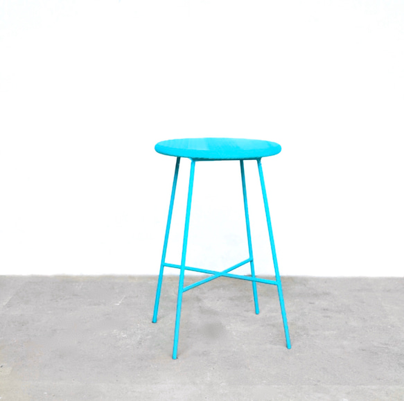 iron color stool  blue 2枚目の画像