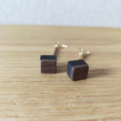 ◼️彼とおそろいwoodcubeピアス&ネクタイピンsetビターショコラ◼️ 7枚目の画像