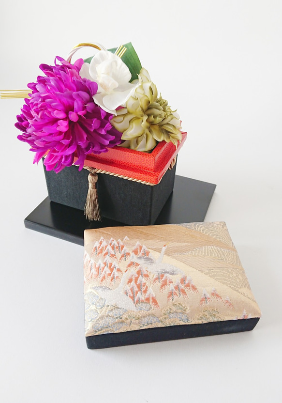 ミニ茶箱 和風茶箱 小物入れ 帯リメイク 和モダン アーティフィシャル ...