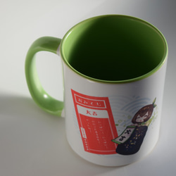 『おみくじマグカップ』グリーン　茶柱乙女　 1枚目の画像