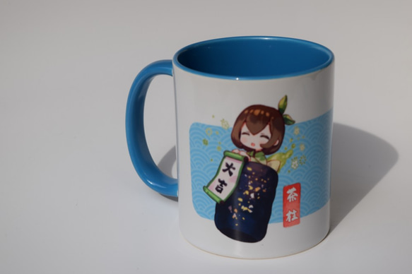 『大吉』茶柱乙女　マグカップ・ブルー　 2枚目の画像