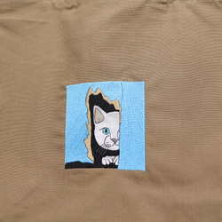 MZ　ＤＥＳＩＧＮ　のぞき猫　サンドベージュ　Lサイズ　キャンバストートバッグ 4枚目の画像