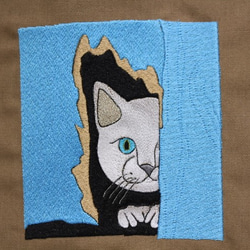 MZ　ＤＥＳＩＧＮ　のぞき猫　サンドベージュ　Lサイズ　キャンバストートバッグ 8枚目の画像