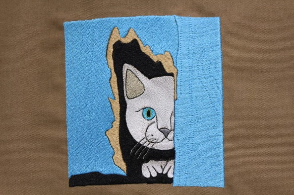 MZ　ＤＥＳＩＧＮ　のぞき猫　サンドベージュ　Lサイズ　キャンバストートバッグ 8枚目の画像