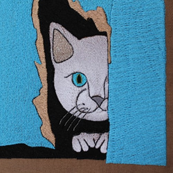 MZ　ＤＥＳＩＧＮ　のぞき猫　サンドベージュ　Lサイズ　キャンバストートバッグ 7枚目の画像