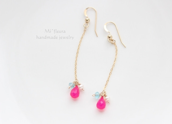 ＜14kgf＞Juicy pink chain pierce 2枚目の画像