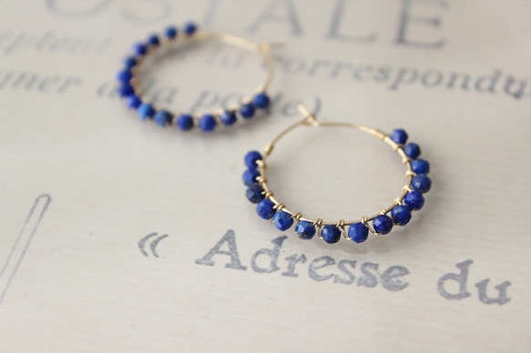 ＜14kgf＞lapis lazuli hoop Pierce 3枚目の画像