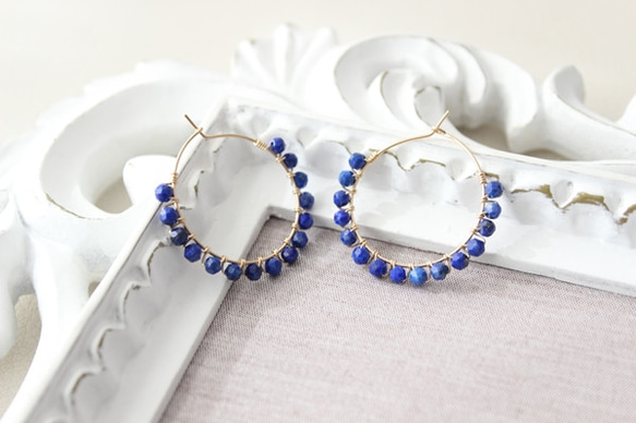 ＜14kgf＞lapis lazuli hoop Pierce 4枚目の画像