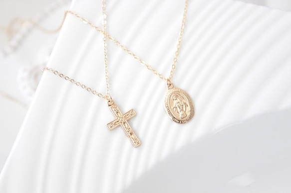 ＜14kgf＞Simple cross necklace 2枚目の画像