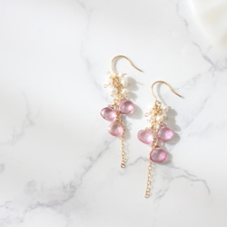 ＜14kgf＞Pink topaz flower pierce 3枚目の画像