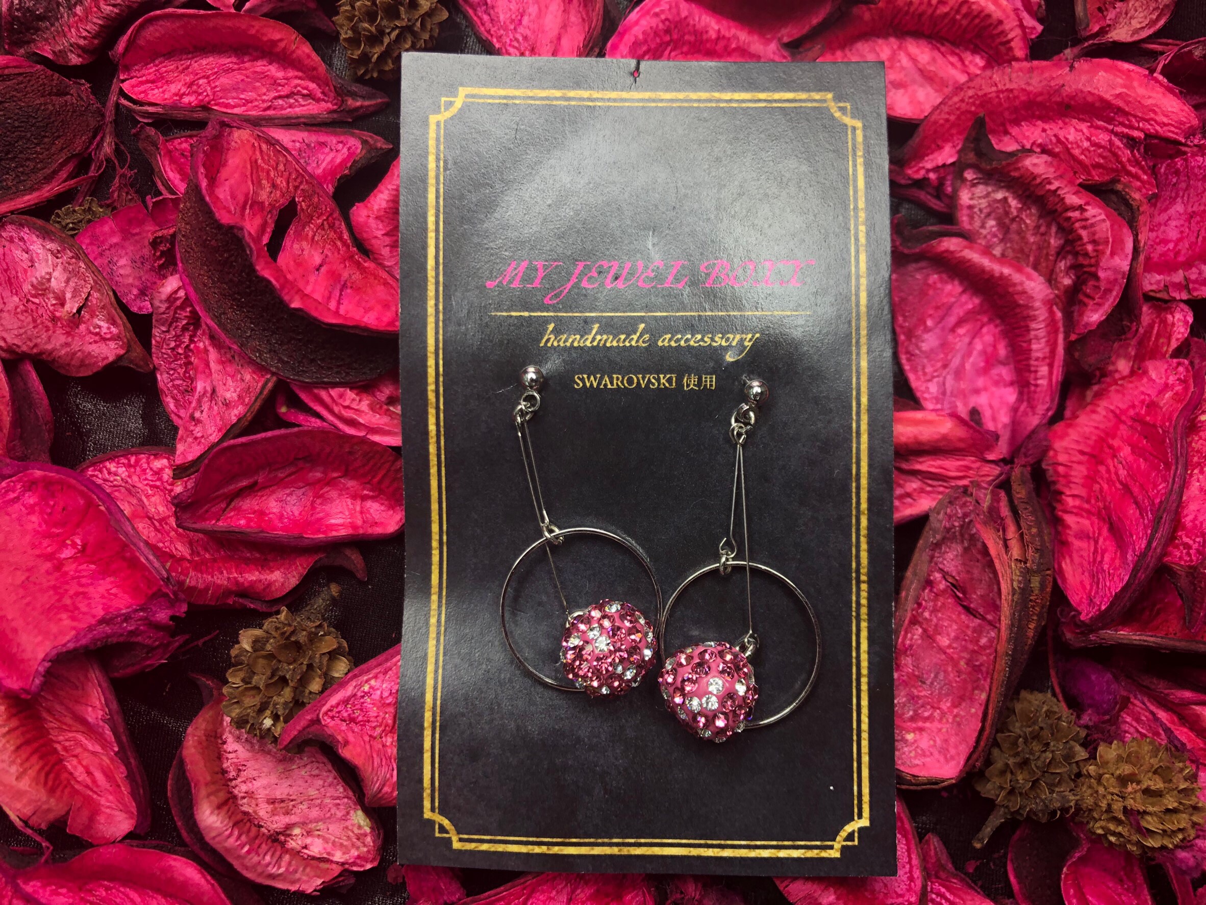 スワロフスキー ピンク✖️シルバー フースピアス