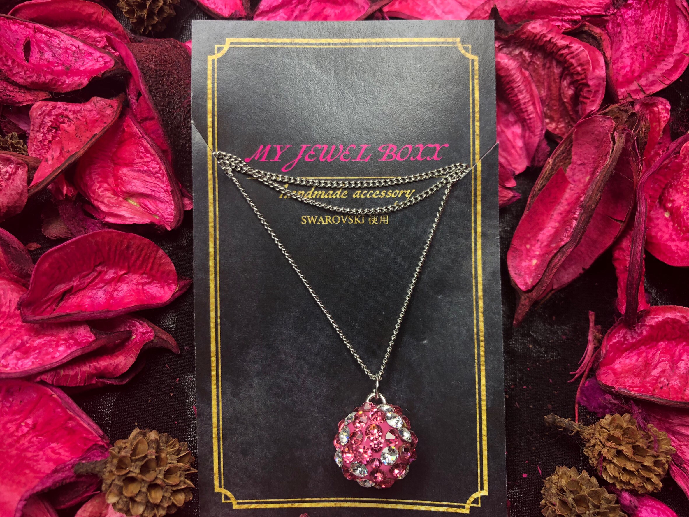 スワロフスキー ピンク✖️シルバー ネックレス