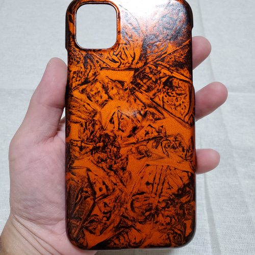 キャンディーレッド 7色ラメ 富士日章 iPhone ケース カバー ラップ塗装 キャンディーレッド 7色ラメ 富士日章 iPhone ケース カバー
