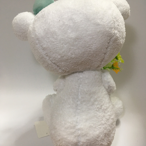 花を持つ白いクマのぬいぐるみ 抱きつきアニマル/くまのシロップ-3(特大)｜ギフト、ラッピング