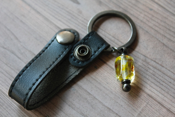 蜻蛉玉のキーホルダー（黄×橙）〈2020-52〉 8枚目の画像