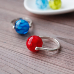 蜻蛉玉〈浮き草〉のシルバーリング＊紺碧〈2019-59〉 5枚目の画像