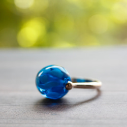 蜻蛉玉〈浮き草〉のシルバーリング＊紺碧〈2019-59〉 6枚目の画像