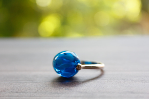 蜻蛉玉〈浮き草〉のシルバーリング＊紺碧〈2019-59〉 6枚目の画像