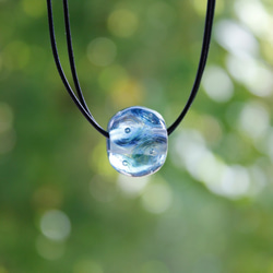 蜻蛉玉のロウ紐ネックレス〈風雅／蒼〉2018-44 3枚目の画像