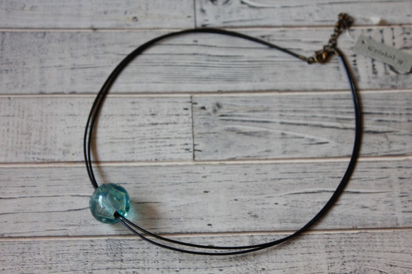 蜻蛉玉のロウ紐ネックレス〈風雅／蒼〉2018-44 6枚目の画像