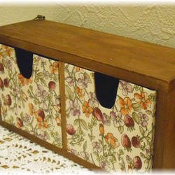 リバーシブルで楽しめる、ミニ引出しBOX（リバティ・秋色） 4枚目の画像