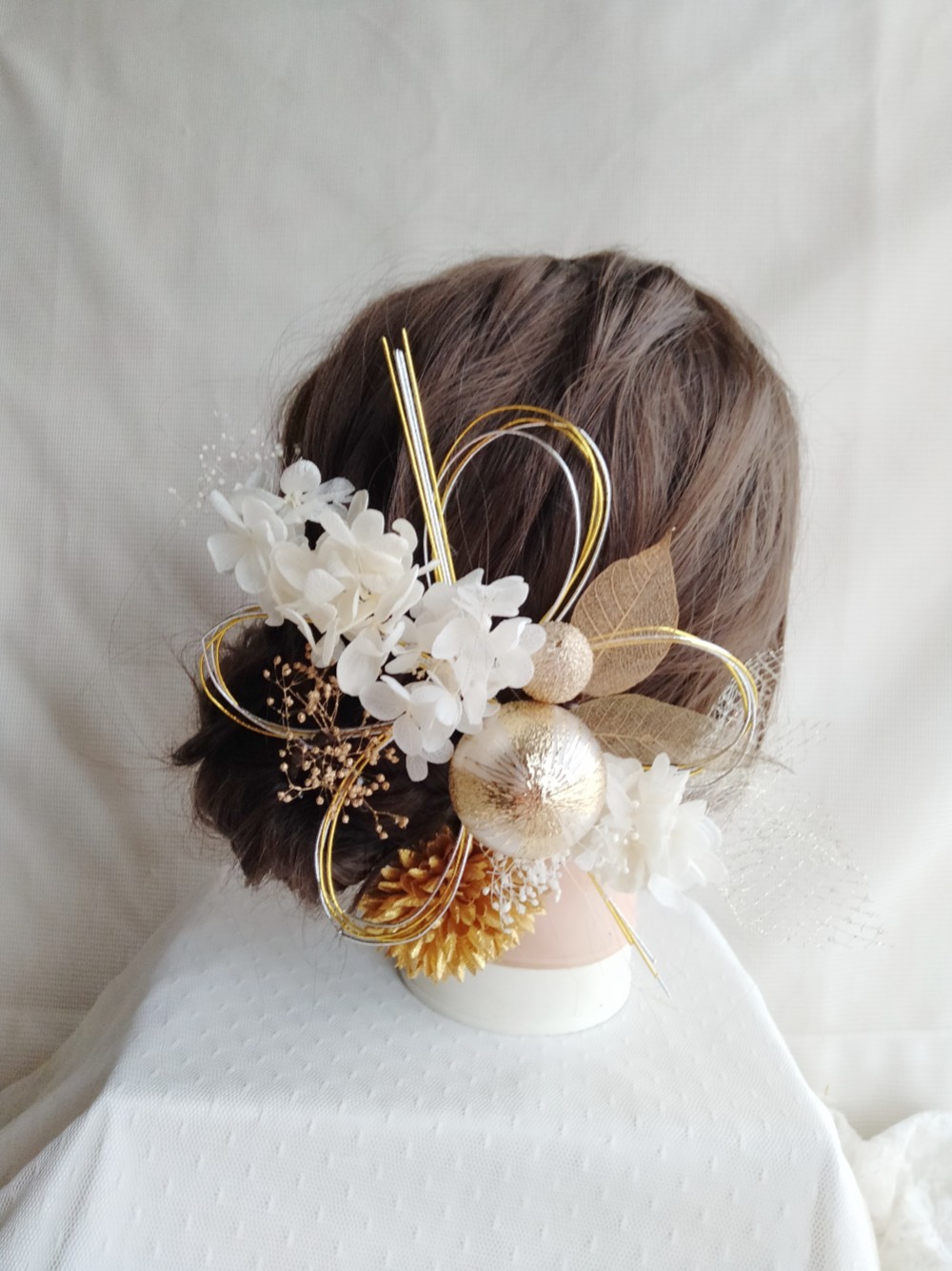 水引と和玉の髪飾り　卒業式　成人式　結婚式　ドライフラワー　プリザーブドフラワー